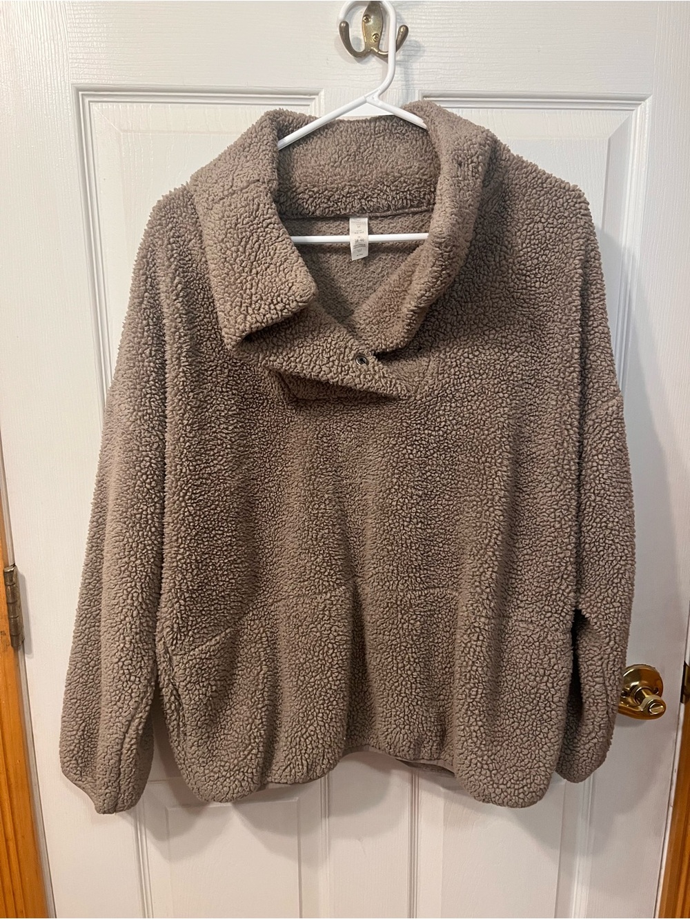 Balance Collection Taupe Sherpa Turtleneck Pullover